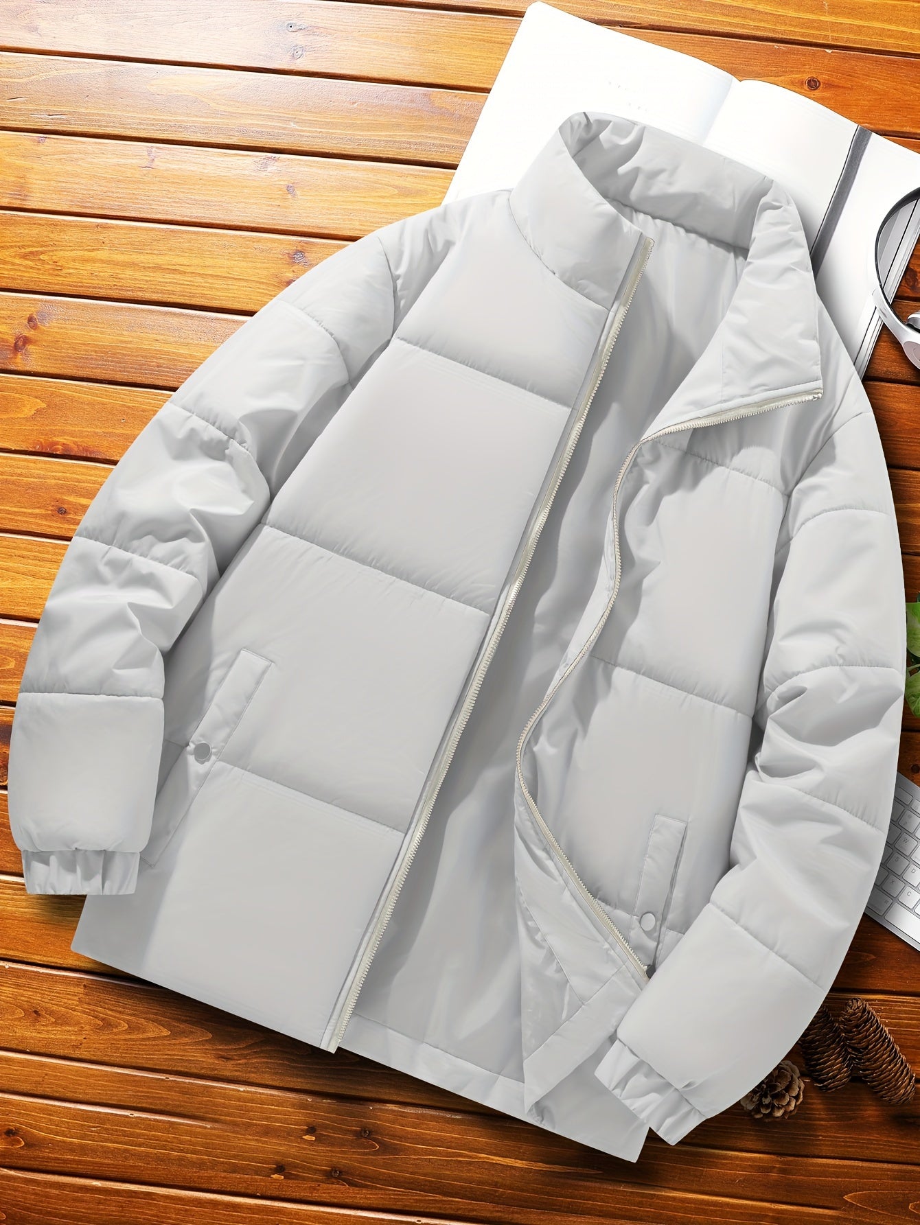 Ultra-Warm Mens Padded Jacket - Casual, Relaxed Fit with Stylish Lapel Design, Puffer Style for Maximum Warmth, Perfect for Fall and Winter Seasons - Long-Sleeved Coat
