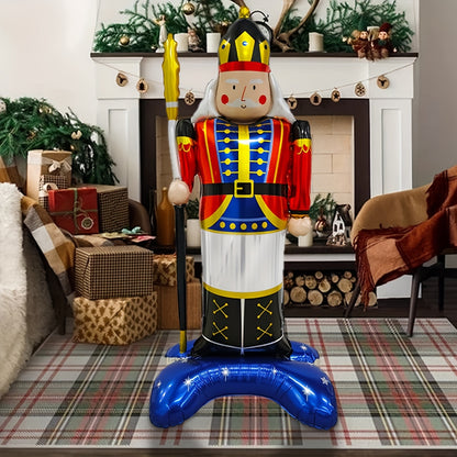 Christmas Nutcracker Balloon 3D Stand-Up Giant Decoration - Festive Aluminium Film Inflatable Balloon for Holiday Decor, Christmas Party Accessories, 14+ Age Group, 1 Pc Pack