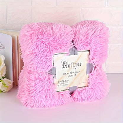 Luxurious Pink Faux Fur Throw Blanket - Nordic Style Plush Coral Velvet, Cozy Winter Warmth For Single Sofa Cover & Office Naps