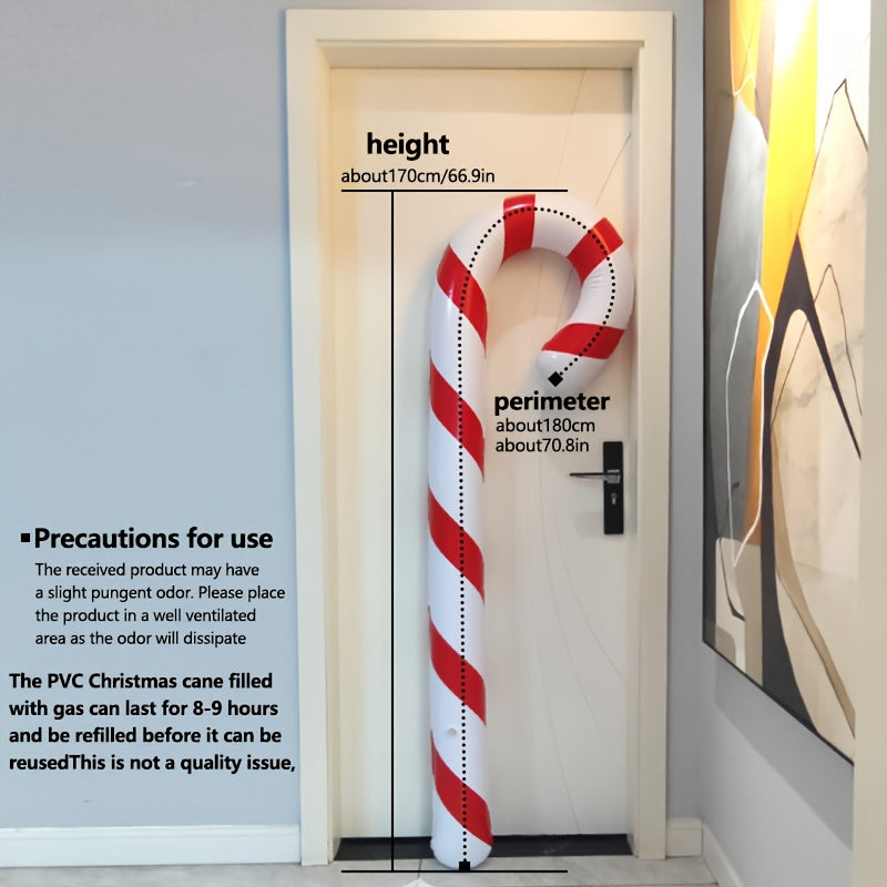 Giant Inflatable Christmas Candy Cane Balloon - 70.9" Tall, Reusable PVC Holiday Decor for Home & Party Atmosphere, Perfect for Christmas Celebrations, Carnival Themed Events, No Power Needed
