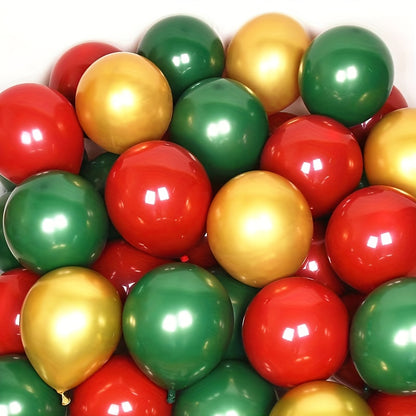 24PCS Vibrant Red & Green Metallic Color Balloons Set for Birthday, Wedding, Thanksgiving, Christmas & House Decorations