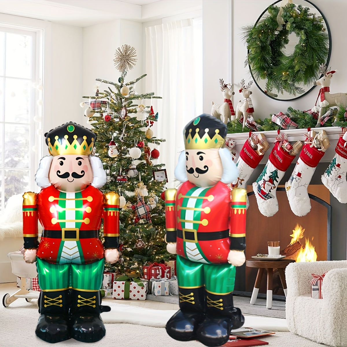 2pcs 61 Inch Large Standing Walnut Guard Balloon with Base - Perfect Christmas Decoration Foil Balloon for Theme Events, Scene Decor, and Party Celebrations