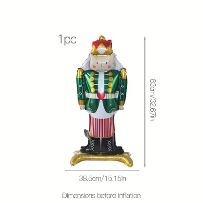 Christmas Nutcracker Balloon 3D Stand-Up Giant Decoration - Festive Aluminium Film Inflatable Balloon for Holiday Decor, Christmas Party Accessories, 14+ Age Group, 1 Pc Pack