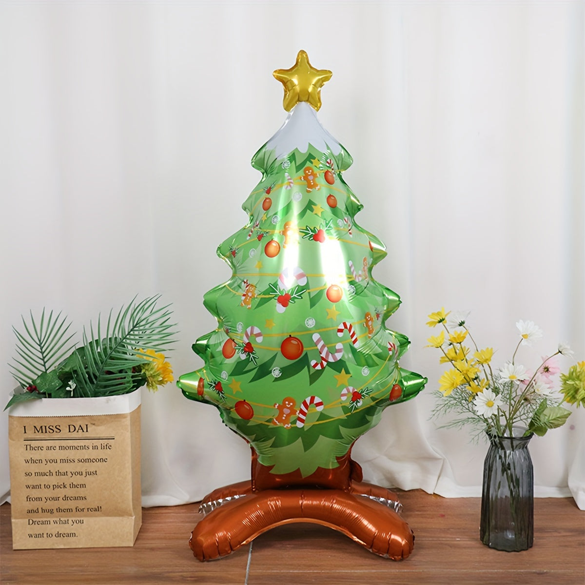 1pc Large Standing Star Shaped Foil Balloon - Inflatable Christmas Tree Decoration for Indoor and Outdoor Party, Perfect for Christmas, New Year, and Birthday Celebrations with Festive Holiday Cheer