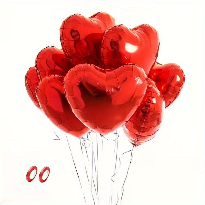 15pcs Heart-shaped Foil Balloons for Valentine's Day, Birthday, Wedding, Anniversary, Proposal Engagement Decor and Party Atmosphere Arrangement