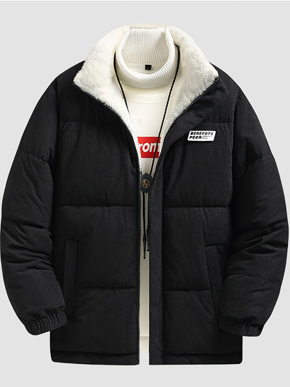 Men's Stylish Solid Puffer Coat With Pockets, Casual Breathable Zip Up Long Sleeve Warm Top For City Walk Street Hanging Winter Outdoor Activities