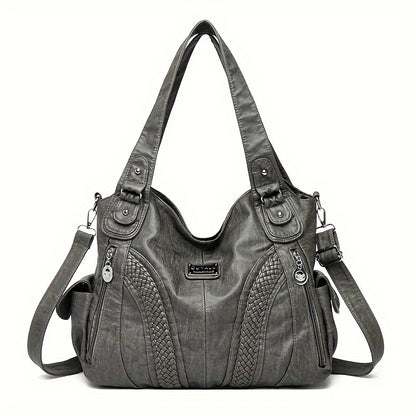 Stylish Vintage Tote Handbag for Women - Faux Leather, Removable Strap, Zipper Closure, Polyester Lined, Casual Shoulder Bag with Simple Fashion Design - Perfect for Daily Use, Travel, and Outdoor Activities