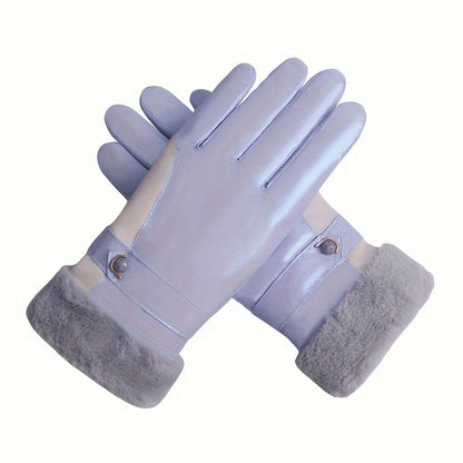 Thickening Plush Warm Cycling Gloves, Windproof & Waterproof Winter Gloves, Touch Screen Thermal Driving Gloves For Women