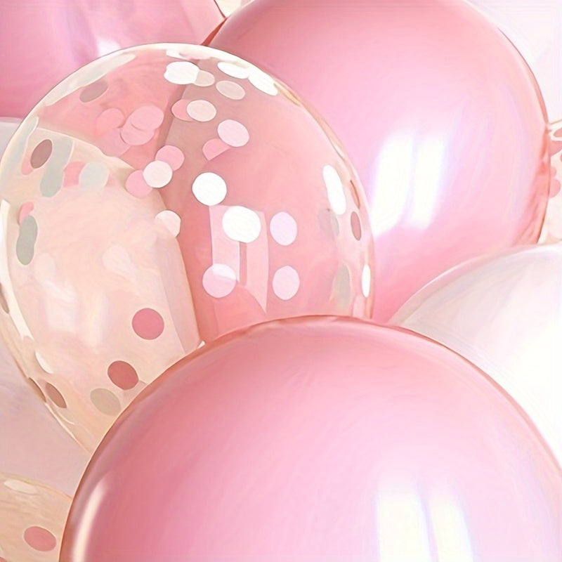 30pc Sparkling Pink & White Confetti Latex Balloons - Festive Decor for Valentines Day, Weddings, Birthdays, Anniversaries, Graduations, Holidays & Celebrations - Indoor/Outdoor Ready