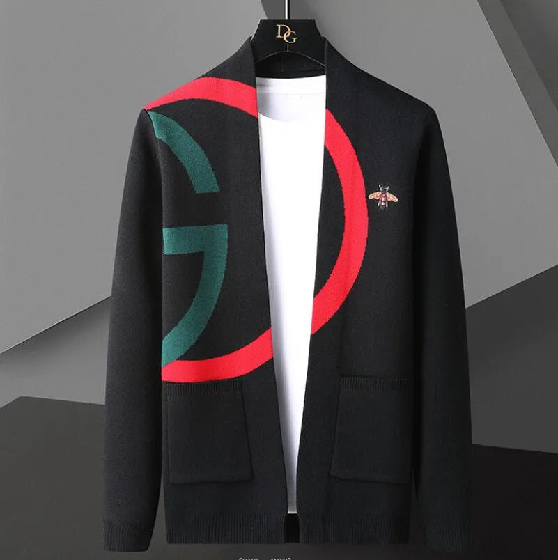 Men's Sweaters  Luxury Rhinestone Cardigan Sweater Men Clothing Hombre Botone Outwear Sweater Hot Drill Letter Printed Jacket