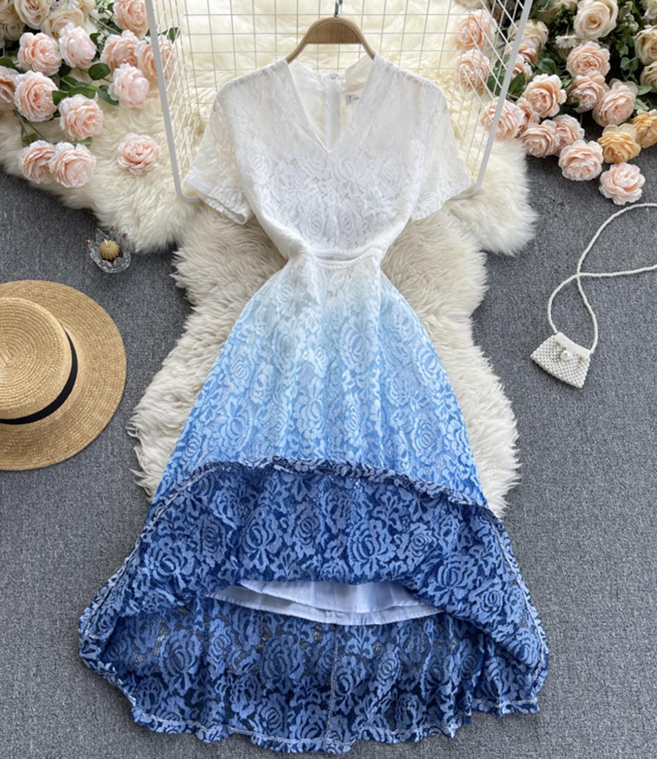 VAKKV Cute V Neck A Line Lace Dress P332