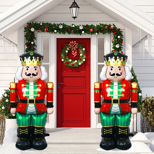 2pcs 61 Inch Large Standing Walnut Guard Balloon with Base - Perfect Christmas Decoration Foil Balloon for Theme Events, Scene Decor, and Party Celebrations