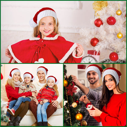 12 Pack Soft Knitted Santa Hats, Red And White Winter Beanie Hats For Adult Teens Women Men, Bulk Holiday Gift Christmas Party