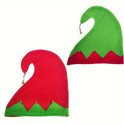 1pc, Christmas Elf Hat Christmas Elf Style Hat Red Green Hat Flannelette Bell Festival Party Headwear, Christmas Deocrations, Navidad, Headwear, Daily Party Supplies, Party Home Supplies, Party Gifts, Holiday Supplies, Festival Supplies
