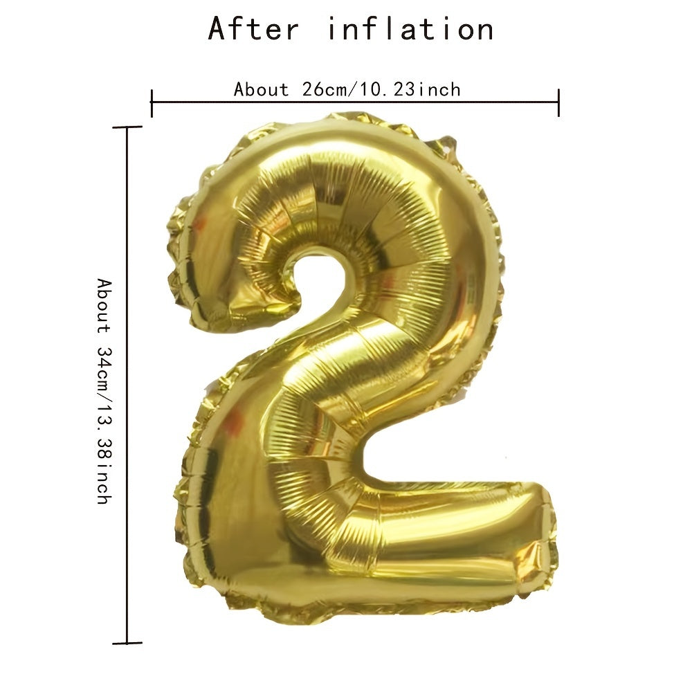 1pc Golden Letters Aluminum Film Number Balloons (16 "), Birthday Party Decoration