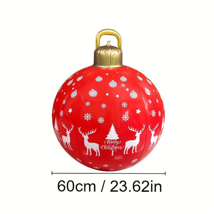 24-inch Large PVC Inflatable Christmas Ball, Firmly Standing Outdoor Decoration for Yard and Swimming Pool Holiday