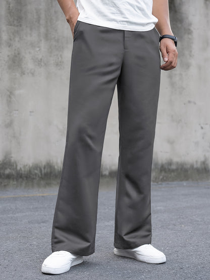 Stylish Vintage Fit Flare Dress Pants for Men - Loose Fit, Solid Color, Casual Bottoms for All Seasons Formal Wear, Comfortable and Versatile