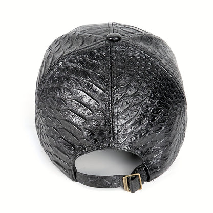 Stylish Crocodile Pattern PU Leather Baseball Cap - Lightweight, Non-Stretch, Hand Washable Street Hip Hop Sun Hat for Everyday Wear