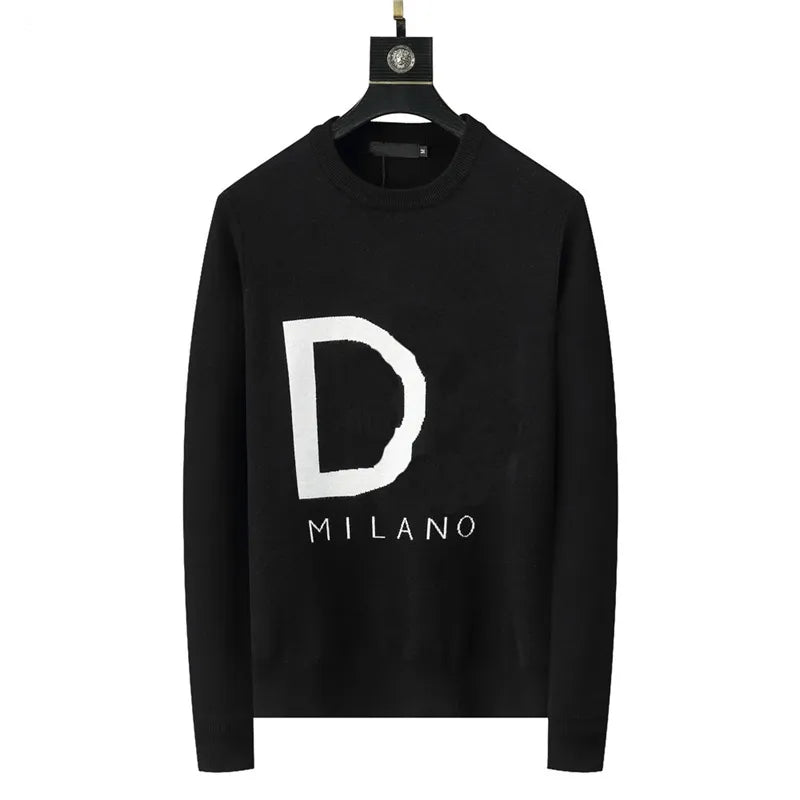 Designer Sweater Man for Woman Knit Crow Neck Womens Fashion Letter Black Long Sleeve Clothes Pullover Oversized Blue Top M-3XL A1