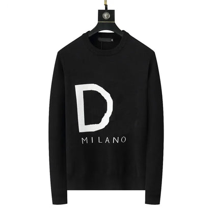 Designer Sweater Man for Woman Knit Crow Neck Womens Fashion Letter Black Long Sleeve Clothes Pullover Oversized Blue Top M-3XL A1