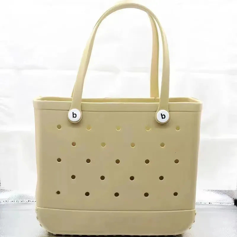 Large Boggs Beach Bag Baseball Summer Rugby EVA Beach Basket Womens Picnic Handbag Hole Waterproof Handbag Shoulder Bag 240529