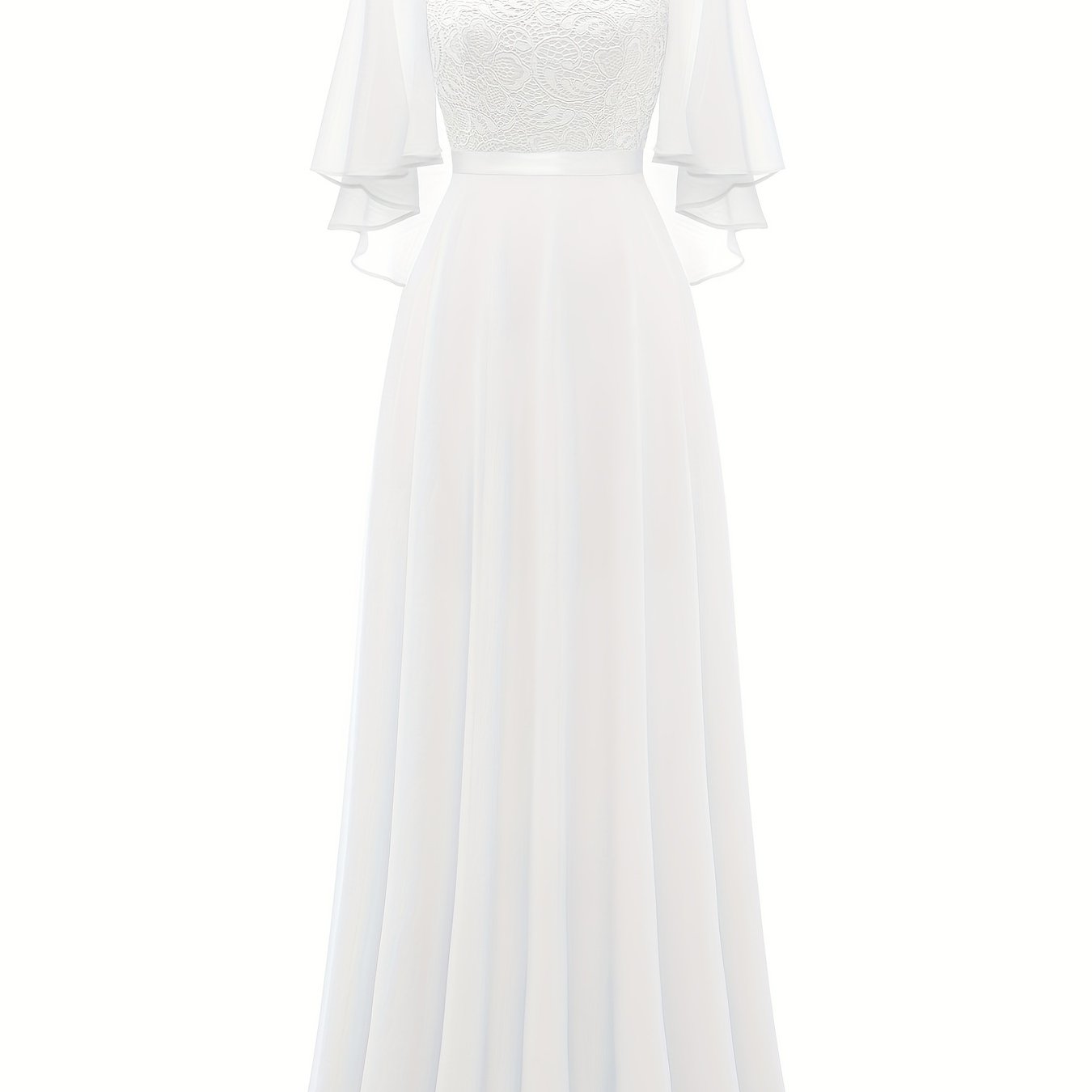 VAKKV Timeless Solid Lace Aline Bridesmaid Dress - Chic Crew Neckline, Flattering Wedding Party Gown - Premium Womens Fashion