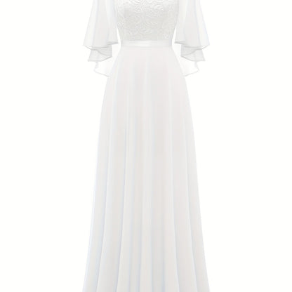 VAKKV Timeless Solid Lace Aline Bridesmaid Dress - Chic Crew Neckline, Flattering Wedding Party Gown - Premium Womens Fashion