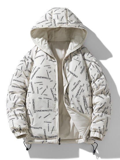 Men's Casual Reversible Padded Jacket, Warm Thick Coat For Fall Winter