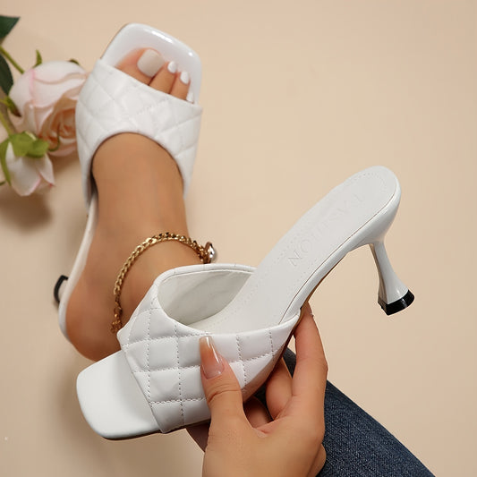 Chic Quilted Pattern Womens Sandals - Slip-On Stiletto Heels for Casual Summer Style - Versatile Day to Night Dress Shoes