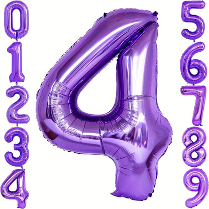 40 Inch Purple Party Balloons Set: Includes Large Number 2 and Numbers 0-9 for Festive Decorations - Suitable for Birthdays, Anniversaries, and Celebrations