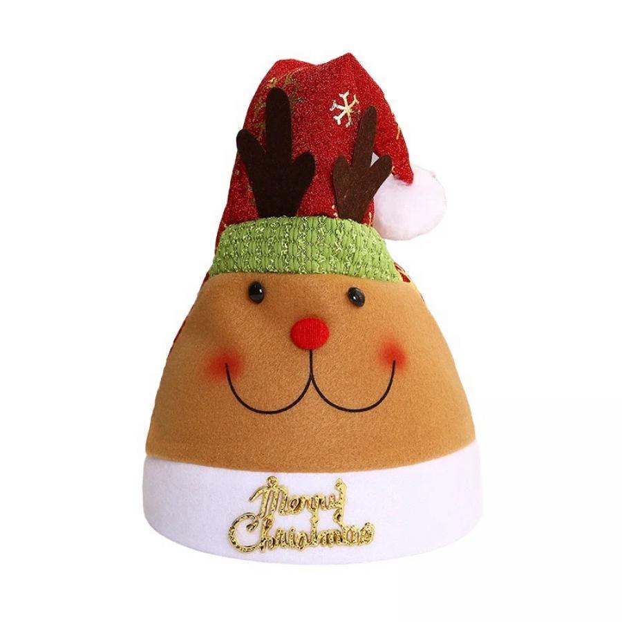 1pc Festive Christmas Fleece Hat, Elastic Polyester Santa Claus Cap with Embroidery, Machine Washable, No Feathers, Holiday Party Accessory