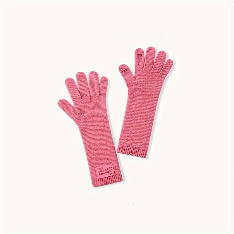 1 Pair Autumn And Winter Knitted Warm Gloves, Women's Outdoor Plus Velvet Thickened Windproof Coldproof Touch Screen Warm Gloves