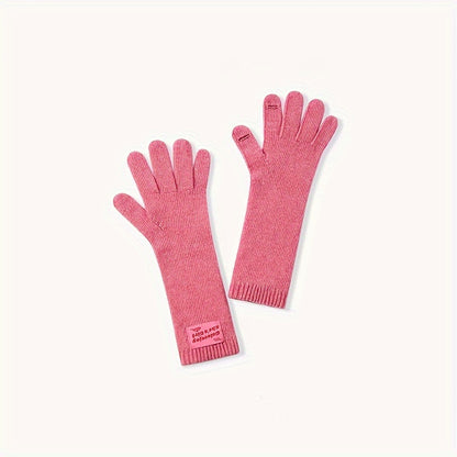 1 Pair Autumn And Winter Knitted Warm Gloves, Women's Outdoor Plus Velvet Thickened Windproof Coldproof Touch Screen Warm Gloves