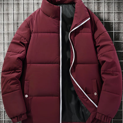 Ultra-Warm Mens Padded Jacket - Casual, Relaxed Fit with Stylish Lapel Design, Puffer Style for Maximum Warmth, Perfect for Fall and Winter Seasons - Long-Sleeved Coat