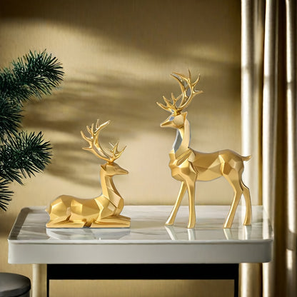 2pcs/set Reindeer, Christmas New Year Wedding Small Statue Decoration, Office Desk, Home Decoration Crafts, Room Decoration Reindeer and TV Cabinet Creative Deer Ornaments, Perfect Living Room and Warm Decoration Gift