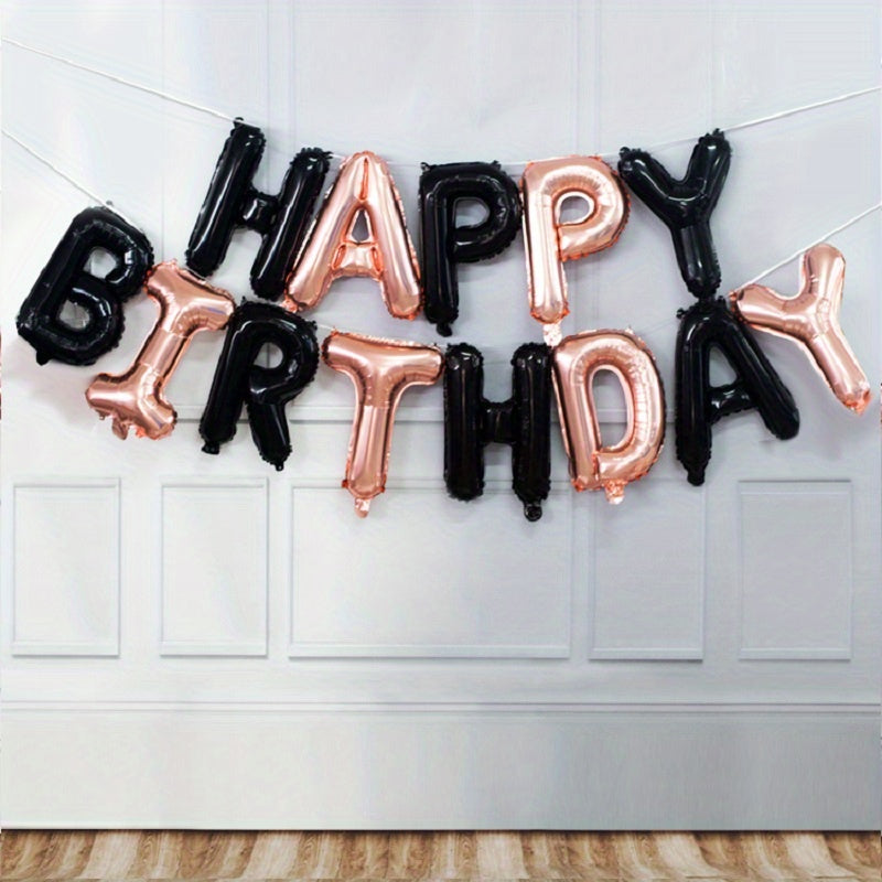 13pcs Golden Foil Letter Balloons Set - Luxurious Happy Birthday Decoration, Photo-Ready Party Supplies, Aesthetic Room Decor, and Festive Party Decorations - Perfect for Celebrations and Special Occasions
