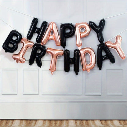 13pcs Golden Foil Letter Balloons Set - Luxurious Happy Birthday Decoration, Photo-Ready Party Supplies, Aesthetic Room Decor, and Festive Party Decorations - Perfect for Celebrations and Special Occasions