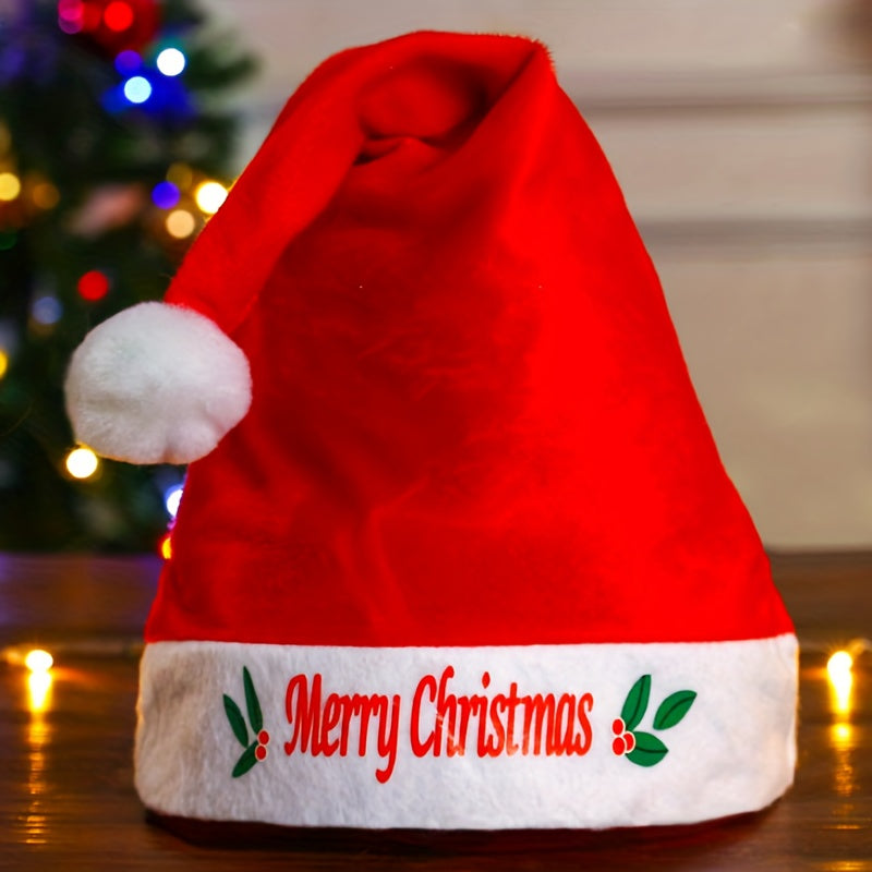 Christmas Santa Hat with Cartoon Design - Polycotton, No Feathers, Hand Wash Only - Festive Party Headwear, Non-Electric Holiday Gift & Decoration for Home and Celebrations