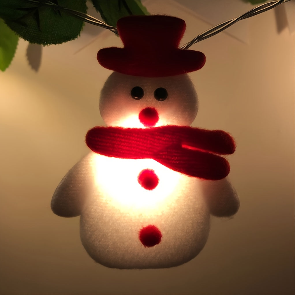1 Set of Festive LED Snowman String Lights - 5.4ft/1.65m Long, 10 Bright Lights, Christmas Ornaments, Decorations for Christmas Tree, Party, Festive Ambiance