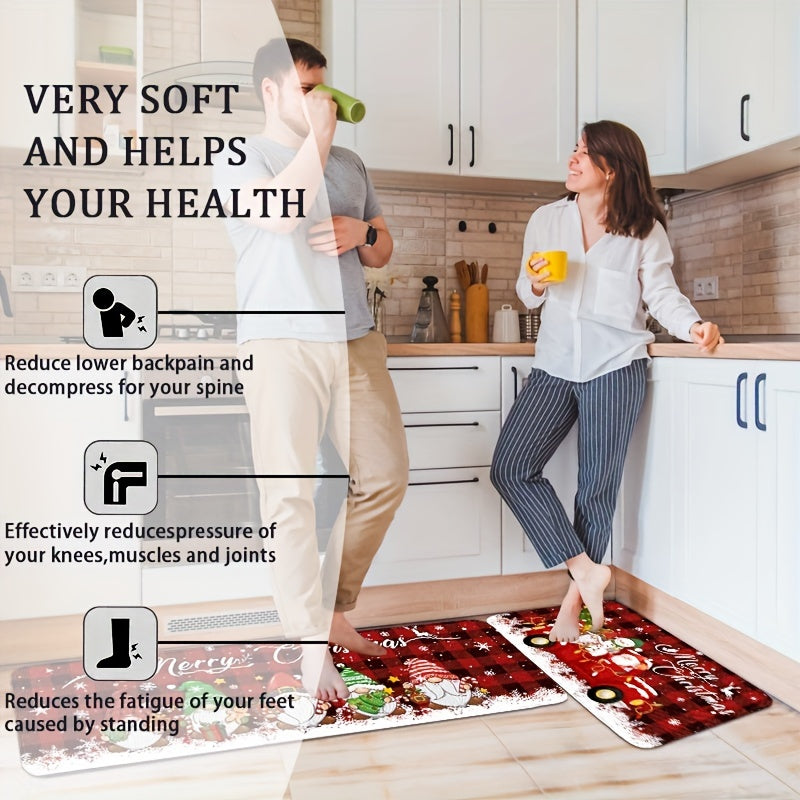 Christmas Cheer 2/3pcs Kitchen Mat Set - Santa, Truck & Snowflake Designs | Anti-Fatigue Flannel Rugs for Holiday Decor | Machine Washable, Non-Slip & Stain Resistant | Perfect for Living Room, Dining, Bathroom & Entryway, for Christmas