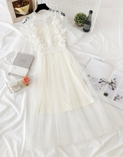 VAKKV Cute A Line Tulle Lace Applique Dress Summer Dress P337