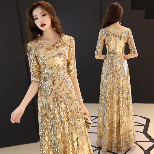 VAKKV Banquet Evening Dress Long New Style Spring Fashion Elegant Dress Red Wedding Dress Women's Dress