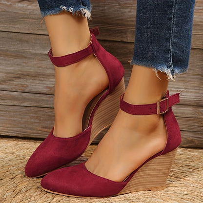 Chic Womens DOrsay Wedge Sandals - Stylish Pointed Toe, Adjustable Ankle Strap, Fashion Platform, Sky-High Heels - Perfect All-Match Going Out Shoes for Any Occasion