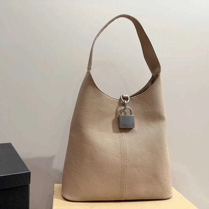 BBBB Locker Hobo Bags Vintage Large Capacity Handbag Tote Bag Women Shoulder Purse Cowhide Hardware Lock Top Quality Zipper Pocket 240215