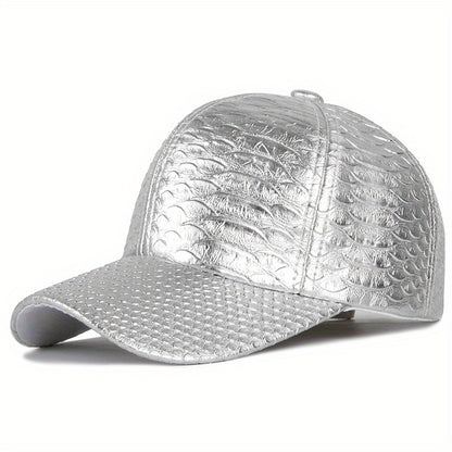 Stylish Crocodile Pattern PU Leather Baseball Cap - Lightweight, Non-Stretch, Hand Washable Street Hip Hop Sun Hat for Everyday Wear