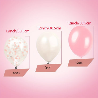 30pc Sparkling Pink & White Confetti Latex Balloons - Festive Decor for Valentines Day, Weddings, Birthdays, Anniversaries, Graduations, Holidays & Celebrations - Indoor/Outdoor Ready