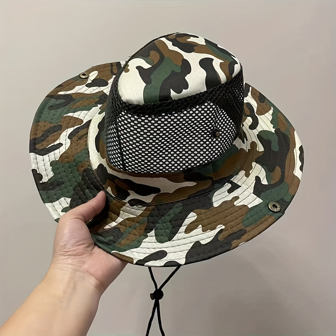 Large Brim Camouflage Sun Hat for Men - Ultimate Outdoor Protection with Cool and Handsome Style - Woven, Hand Washable, Ideal for Fishing, Work, Dry Farming, and Fisherman Activities