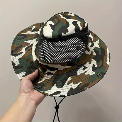 Large Brim Camouflage Sun Hat for Men - Ultimate Outdoor Protection with Cool and Handsome Style - Woven, Hand Washable, Ideal for Fishing, Work, Dry Farming, and Fisherman Activities