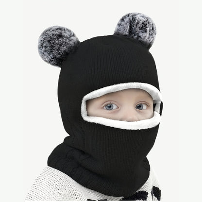 1pc Toddler Winter Beanie Hat Scarf, Kids Winter Warm Knit Hat With Pom, Children Soft Warm Beanie For Little Boys Girls Caps