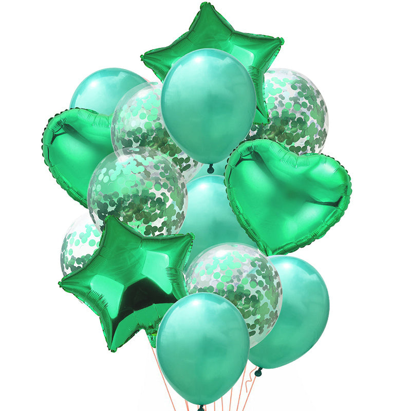 14pcs/set Happy Birthday Balloon Bundle - Stars, Hearts, and Confetti - Rose Golden Helium Balloons for a Festive Party